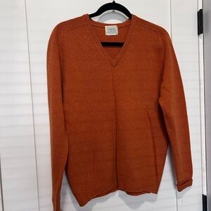 1960s Lambs Wool V-Neck Sweater in Warm Orange